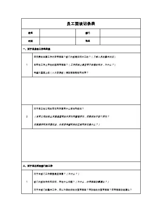 员工访谈记录表
