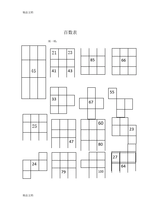 最新一年级数学下册百数表练习题