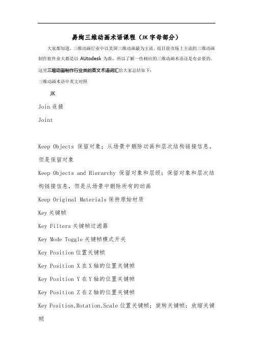 三维动画术语课程(JK字母部分)