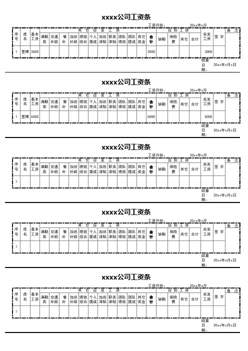 工资条模板
