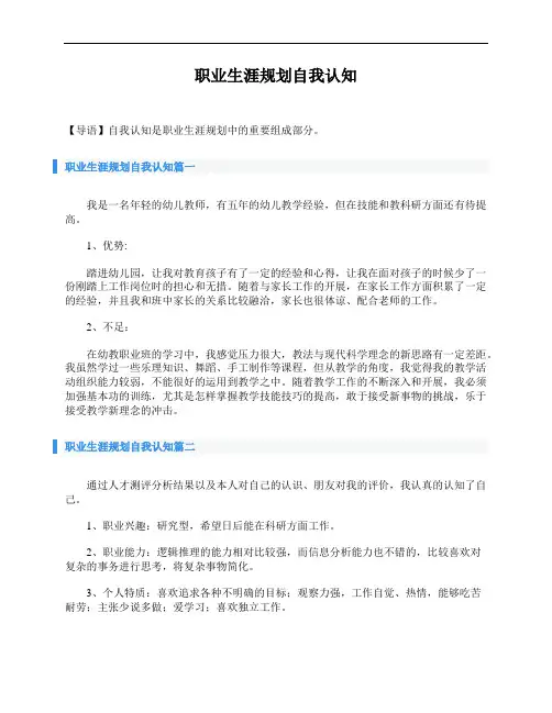 职业生涯规划自我认知 2