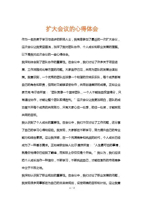 扩大会议的心得体会