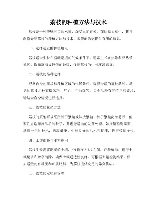 荔枝的种植方法与技术