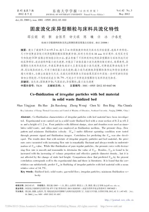 固废流化床异型颗粒与床料共流化特性