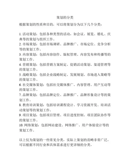 策划的分类