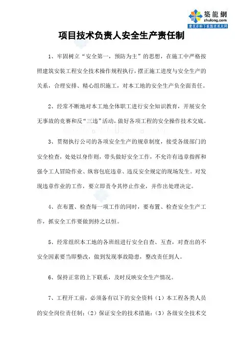 项目技术负责人安全生产岗位责任制_secret