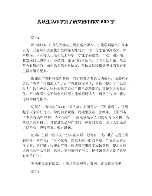 我从生活中学到了语文初中作文600字