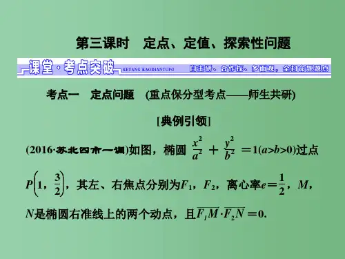 高三数学一轮总复习第九章平面解析几何第八节圆锥曲线的综合问题第三课时定点定值探索性问题课件理