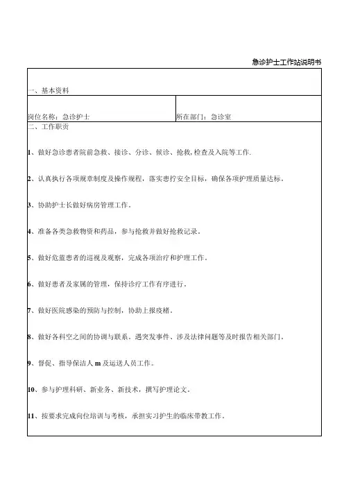 急诊护士工作站说明书