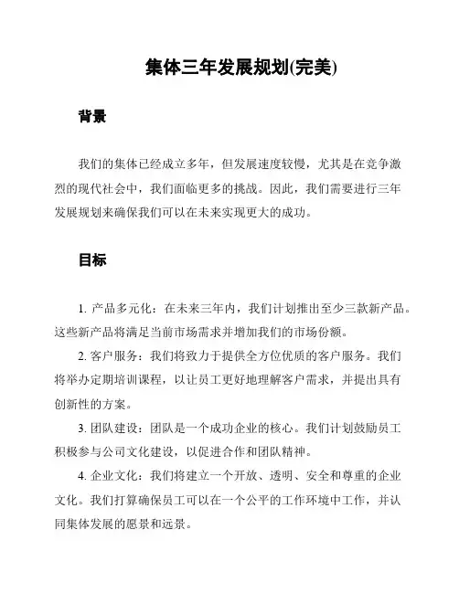 集体三年发展规划(完美)