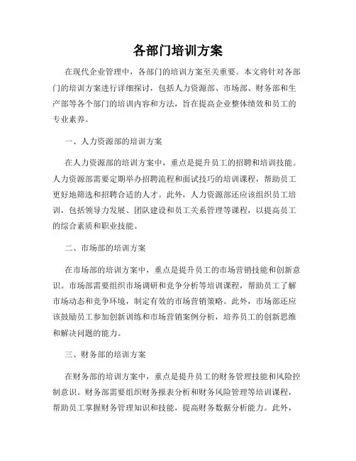 各部门培训方案