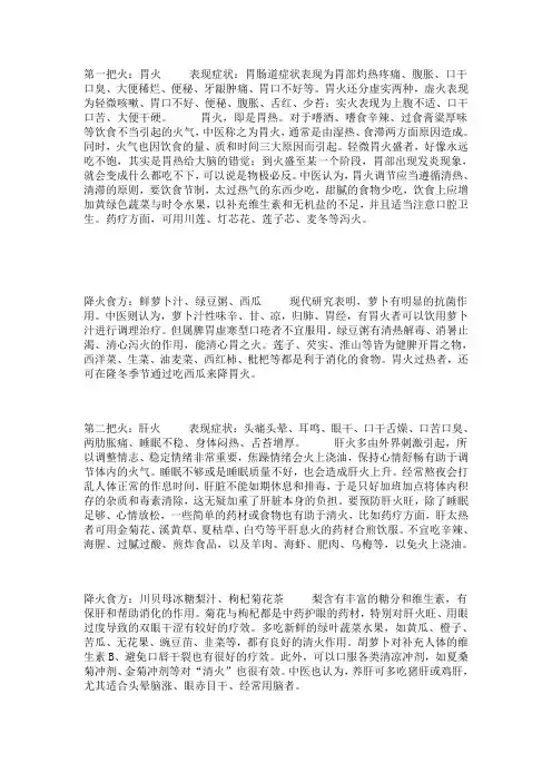 去除体内四把火