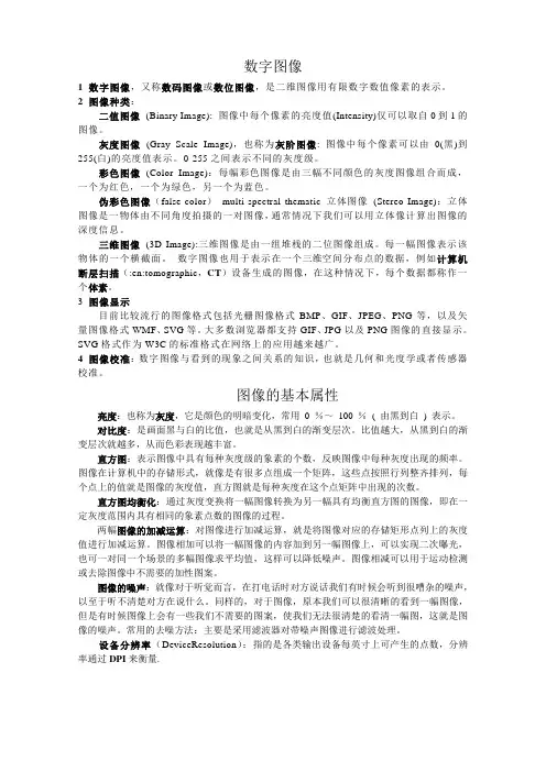 数字图像及处理的基础知识