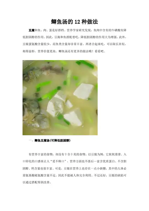 鲫鱼汤的12种做法