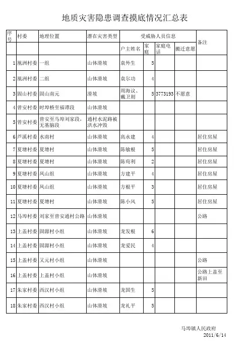地质灾害排查表