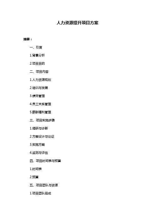 人力资源提升项目方案