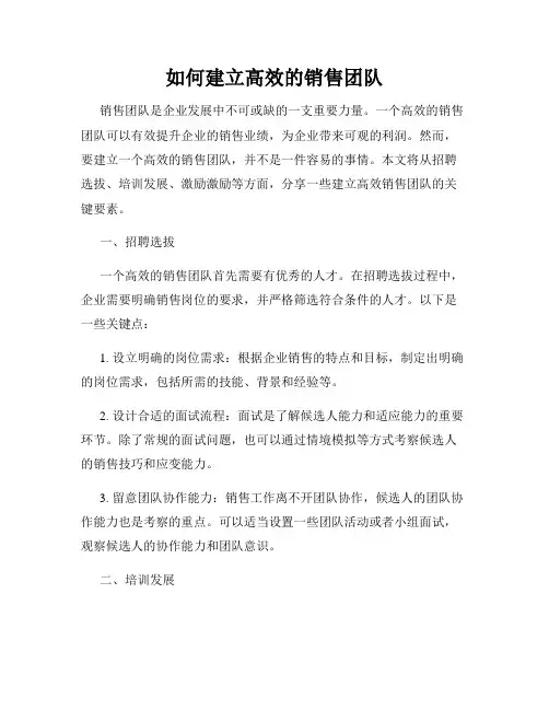 如何建立高效的销售团队