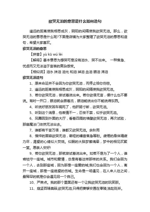 欲哭无泪的意思是什么如何造句