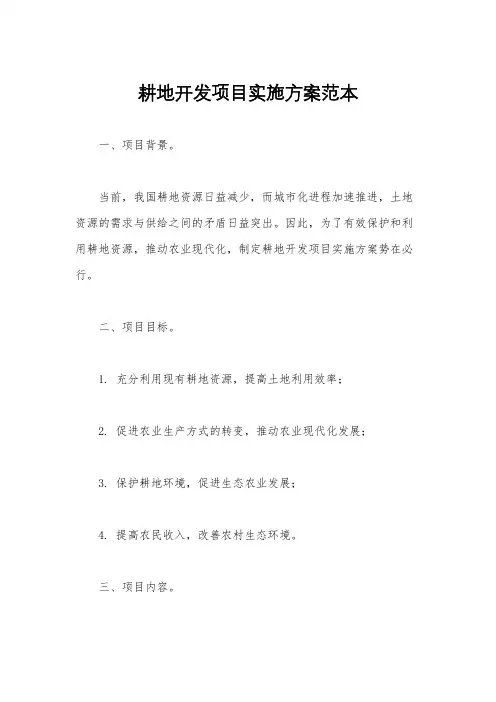耕地开发项目实施方案范本
