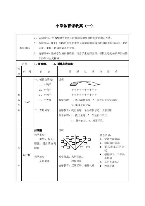 小学体育课教案 4