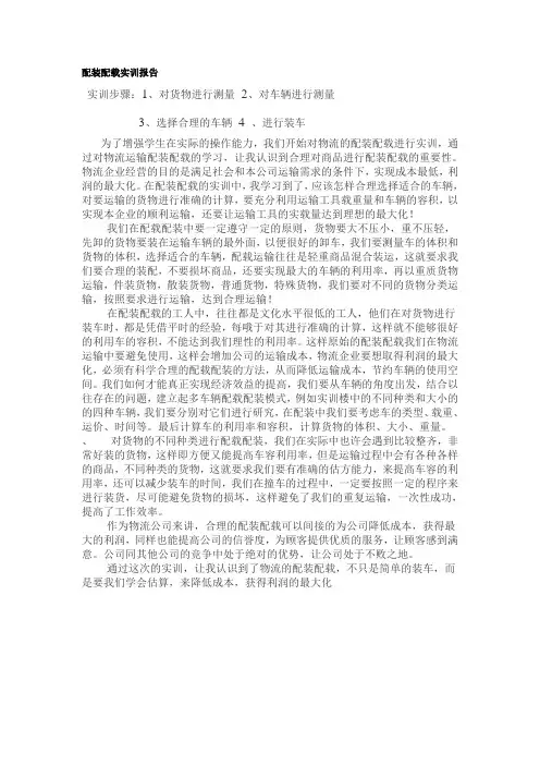 配装配载实训报告