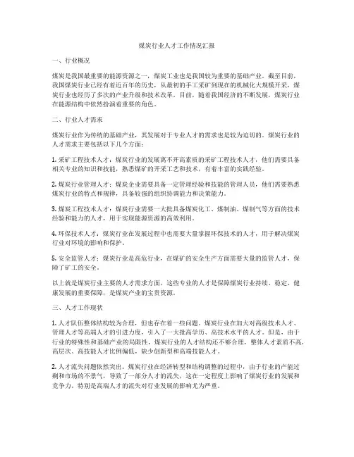 煤炭行业人才工作情况汇报