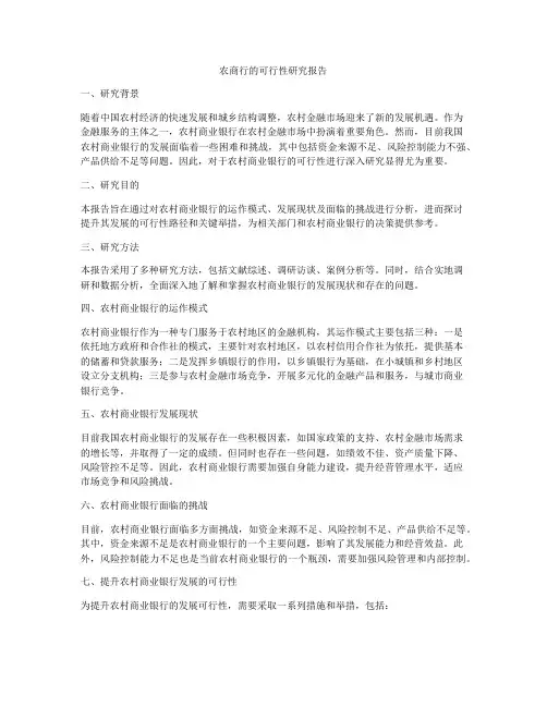 农商行的可行性研究报告