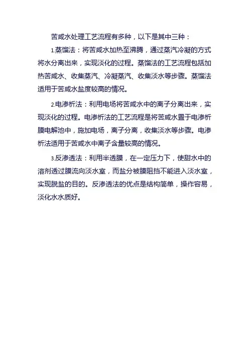 苦咸水处理工艺流程