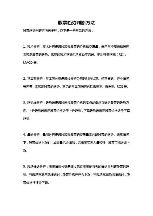 股票趋势判断方法