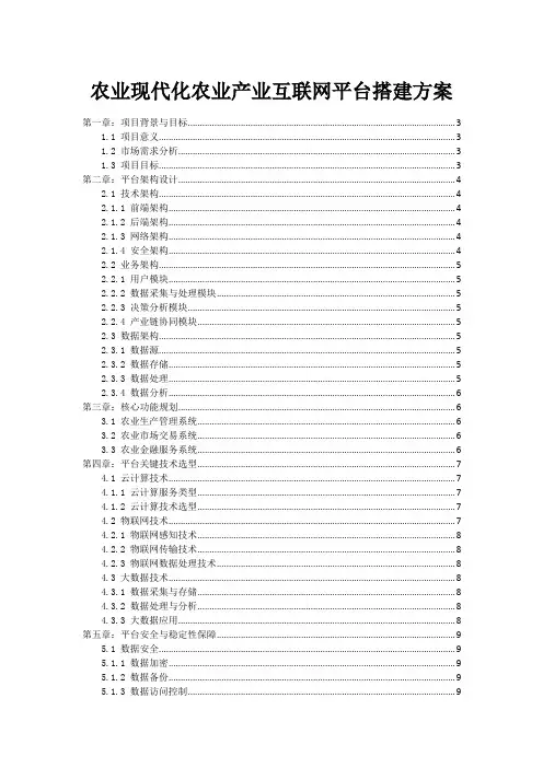 农业现代化农业产业互联网平台搭建方案