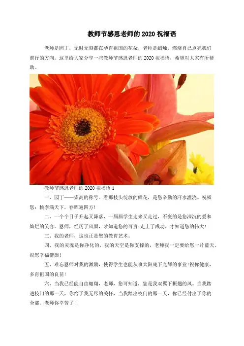 教师节感恩老师的2020祝福语