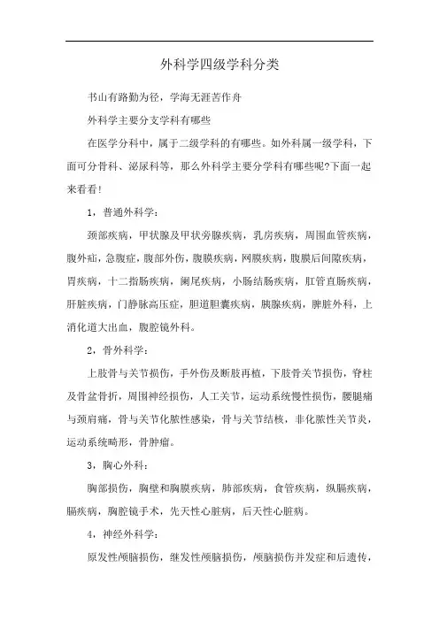 外科学四级学科分类