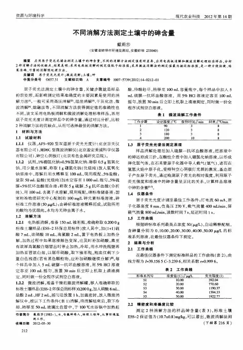 不同消解方法测定土壤中的砷含量