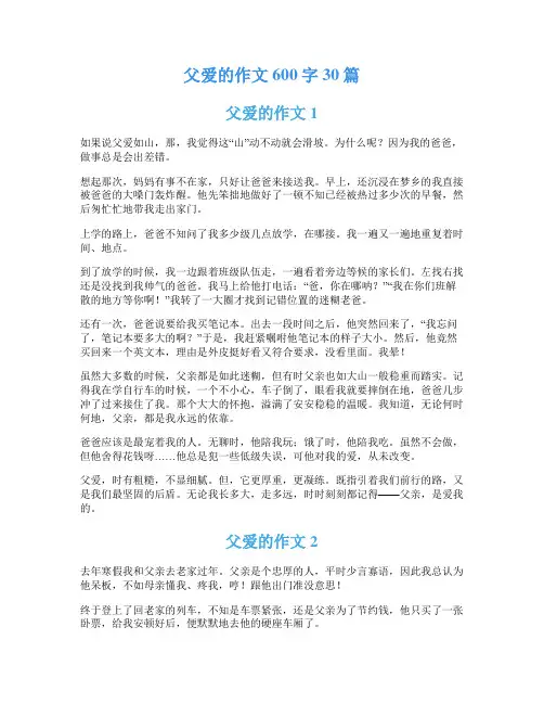 父爱的作文600字30篇