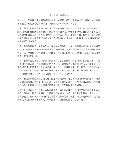 潜能生期末总结小学