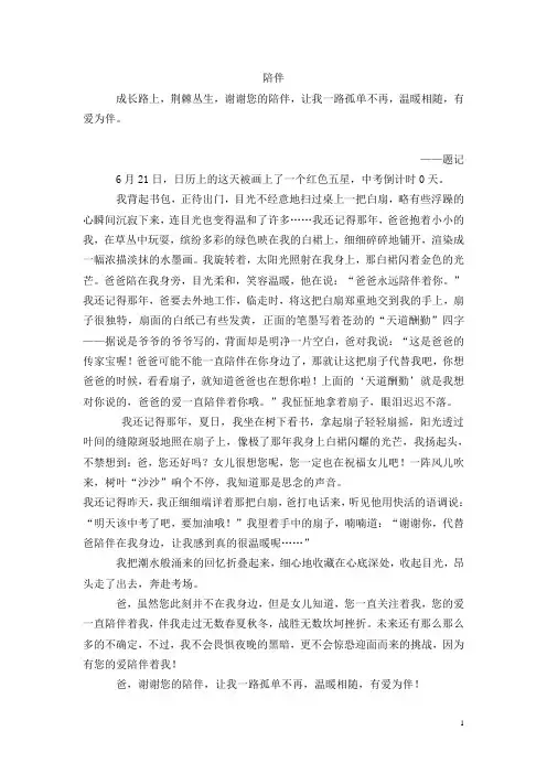 《陪伴》满分作文