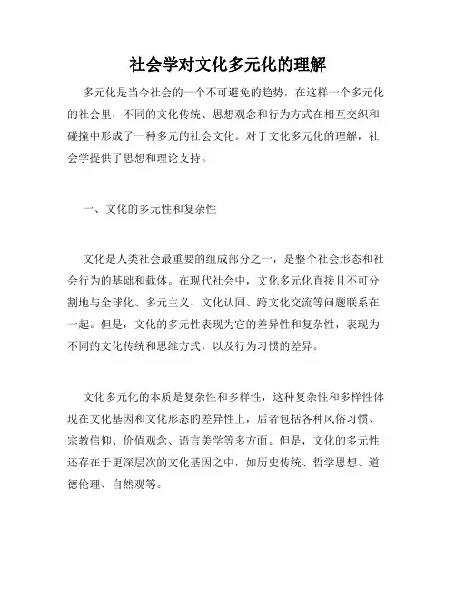 社会学对文化多元化的理解