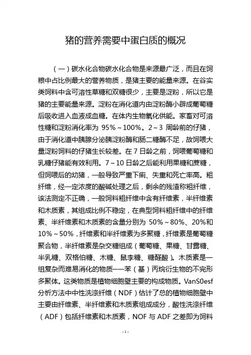 猪的营养需要中蛋白质的概况