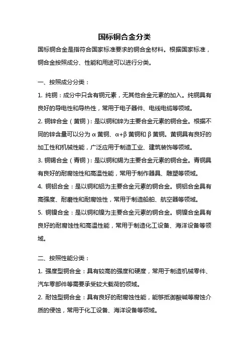 国标铜合金分类