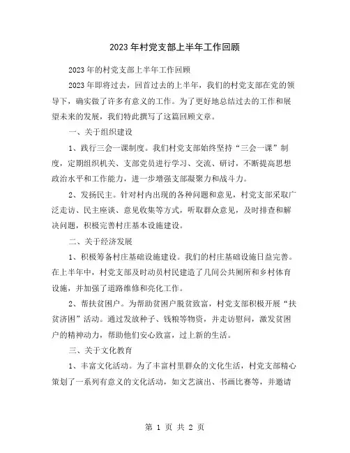 2023年村党支部上半年工作回顾