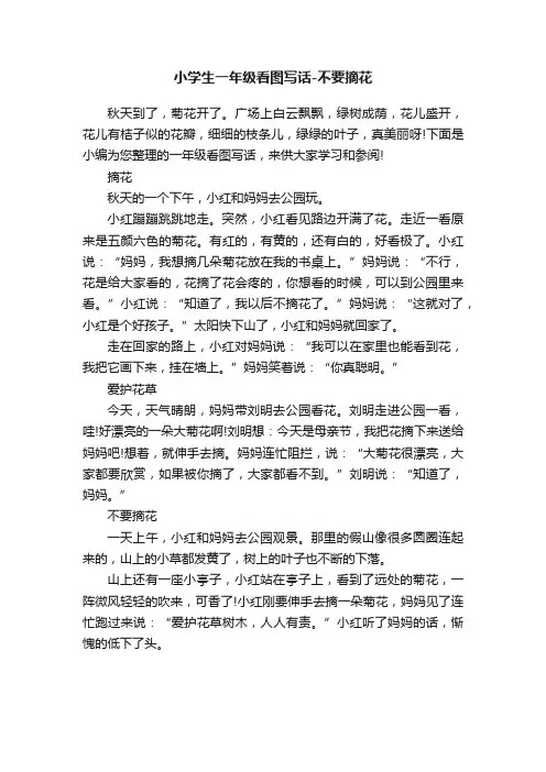 小学生一年级看图写话-不要摘花