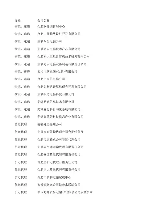 中国物流公司名单(共24800家)