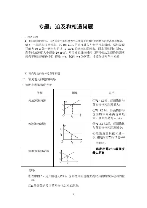 专题：追及和相遇问题