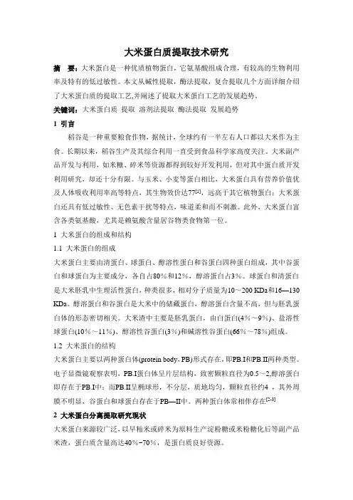 大米蛋白质提取技术研究