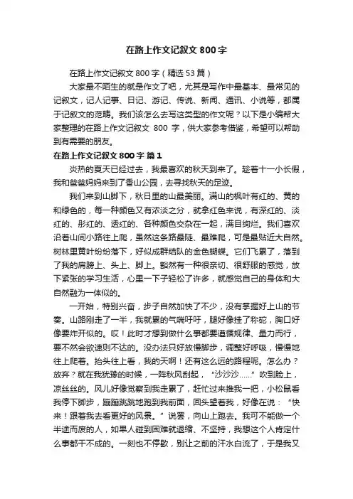 在路上作文记叙文800字（精选53篇）