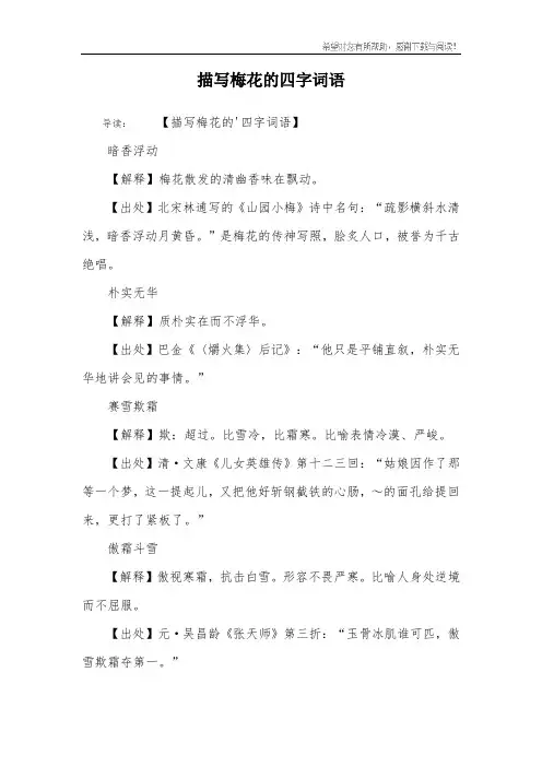 描写梅花的四字词语