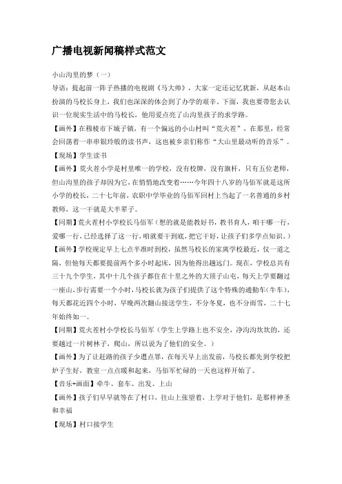 广播电视新闻稿样式范文