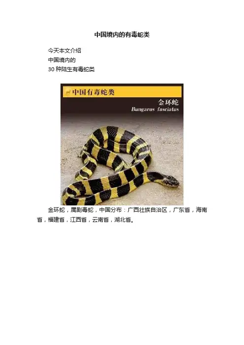 中国境内的有毒蛇类