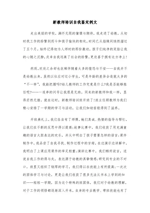 新教师培训自我鉴定例文（8篇）