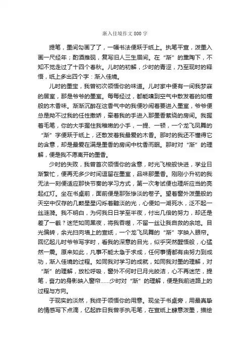 渐入佳境作文800字_初三作文_